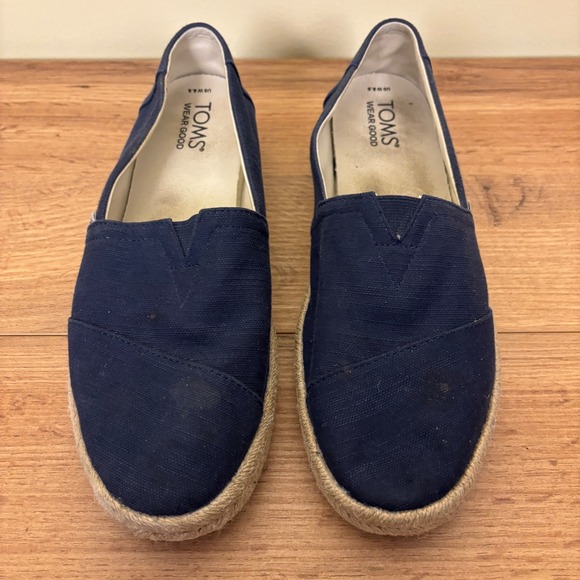 TOMS Alpargata Rope 2.0 Espadrille Flat Womens Size 8.5 Navy Blue Canvas Slip On - Picture 4 of 10